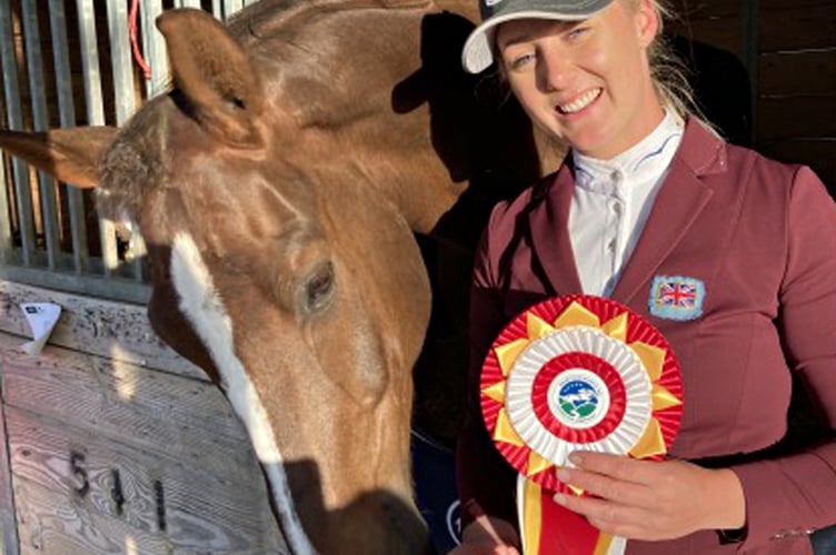 Yasmin Ingham with her horse Banzai Du Loir and after finishing second in the Kentucky Three-Day Event