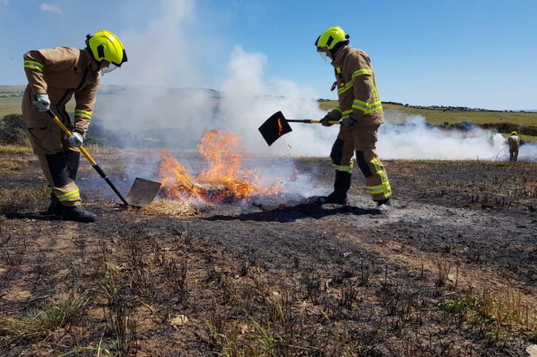 Fire crews tackle a fire at Keristal 