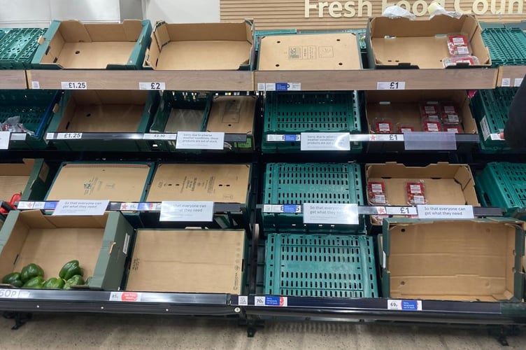 Empty shelves at Tesco