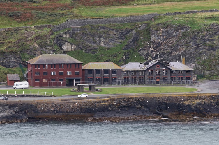 Former Marine Biological Station Port Erin from Bradda Head.

