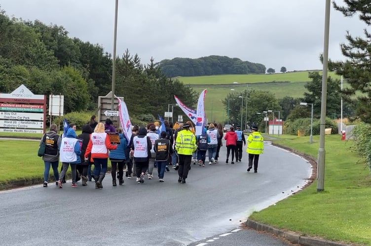 The Police were ensuring the nurses were safe throughout the march.