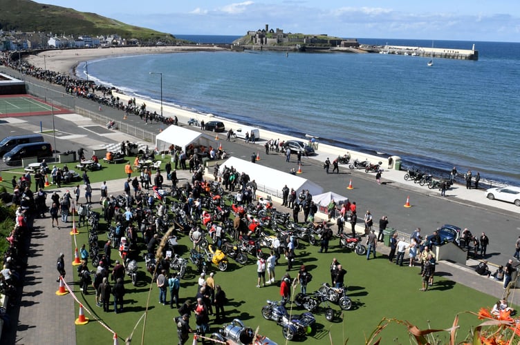 Manx Grand Prix events on Peel promenade - the Moddey Dhoo MCC bike show on Marine Parade