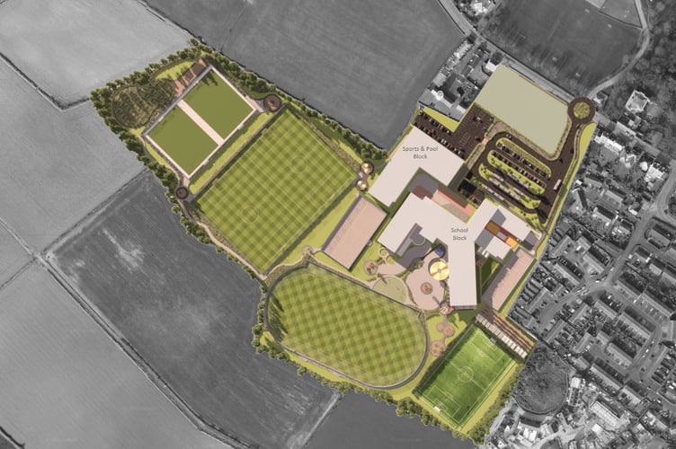 Birds eye plan of the Castle Rushen High School redevelopment