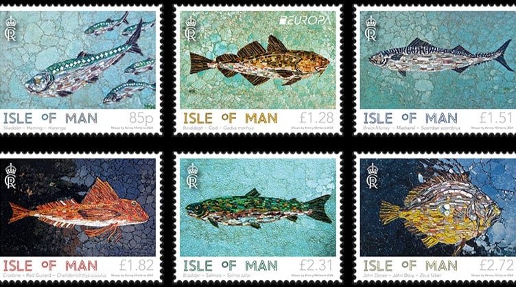 The 'Marine Mosaics' collection features six stamps