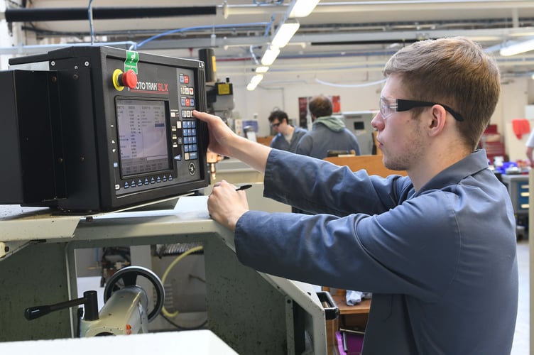 The 2024 UCM Skills Test: James Boyd, a second year Level 3 Engineering student, taking part in the CNC engineering challenge