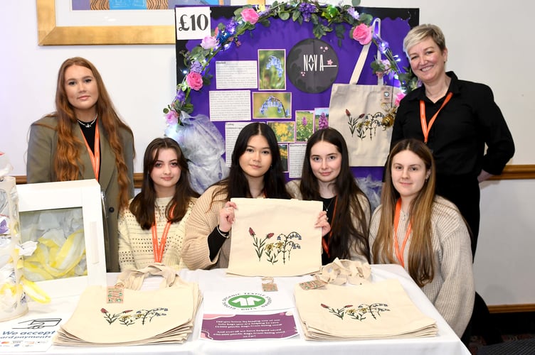 The Nova team created eco-friendly tote bags adorned with hand-drawn designs of Manx flowers