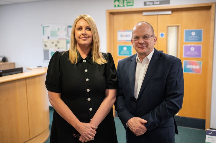 Teresa Cope, chief executive officer of Manx Care, and John Knight, chief executive officer of Hospice Isle of Man