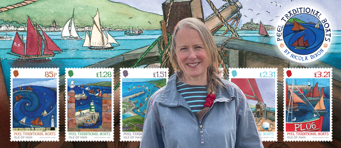 Local artist Nicola Dixon's artwork has been chosen in a stamp collection which is set to commemorate Peel Traditional Boat week festival which started in 1990.