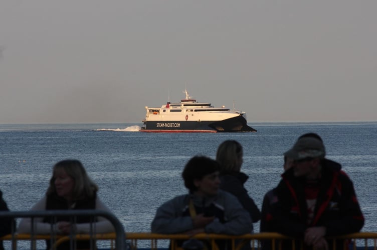 Manannan sails into Douglas Harbour.