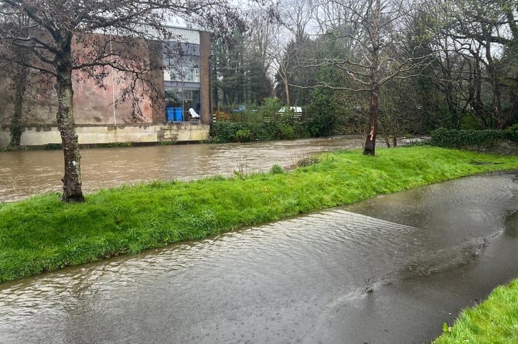 Rising floodwater on the River Douglas