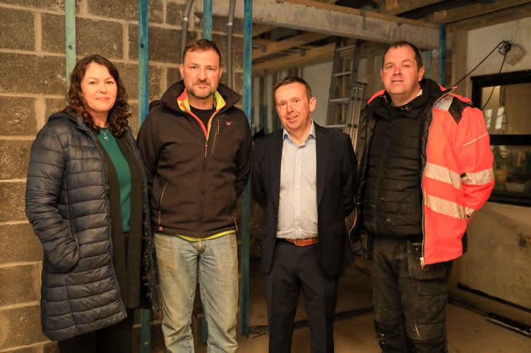 Lockie's parents Lauren and Dan Kirk with Dandara Managing Director (IoM) Austin McGuire and project co-ordinator Jonathan Kneen