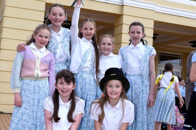 A group from Arbory school which took part in the Morris or Sword Dancing class