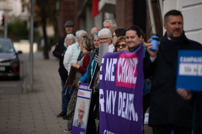 Dignity in Dying campaigners outside Tynwald