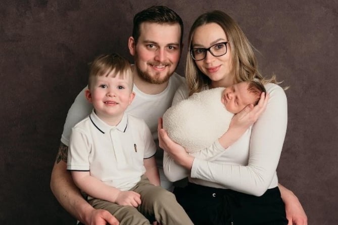 Callum Moore, 26, with his partner Kerrie and children Albie and Adalyn