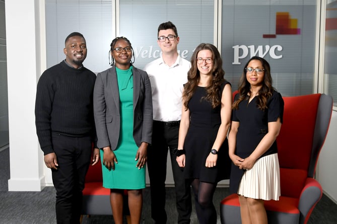 PwC left to right: Emmanuel Kayanga, Tapiwa Gede, Elliott Alexander, Heather Beck, Melissa Maharaj