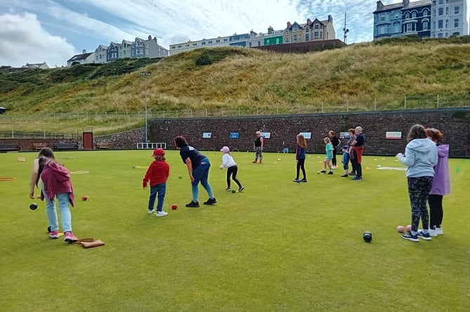 Younger Members group Crown Green Bowling at the Peel Sunset Bowling Club.