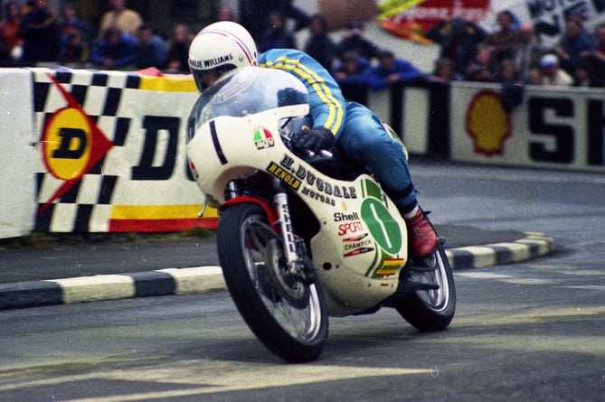 Charlie Williams wore an oversuit for the wet 250cc race, which he won at a reduced average speed of 94.16mph (FoTTofinders)