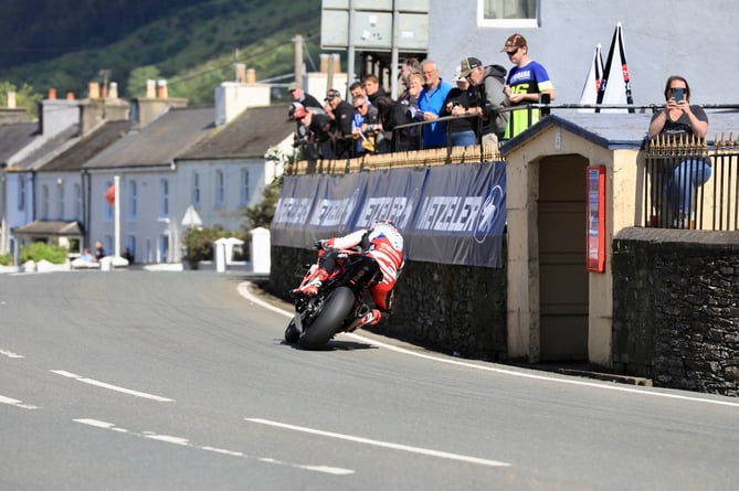Davey Todd powers through Ballaugh in Monday's opening practice session of TT 2024