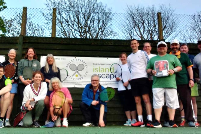 Competitors in the 'Australian Open' at Castletown Lawn Tennis Club, the first grand slam of the season