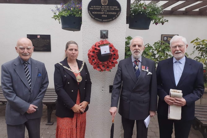 Peter Murcott, Mayor Natalie Byron-Teare, Sir Laurence New and Monsignor John Devine at last years remembrance service