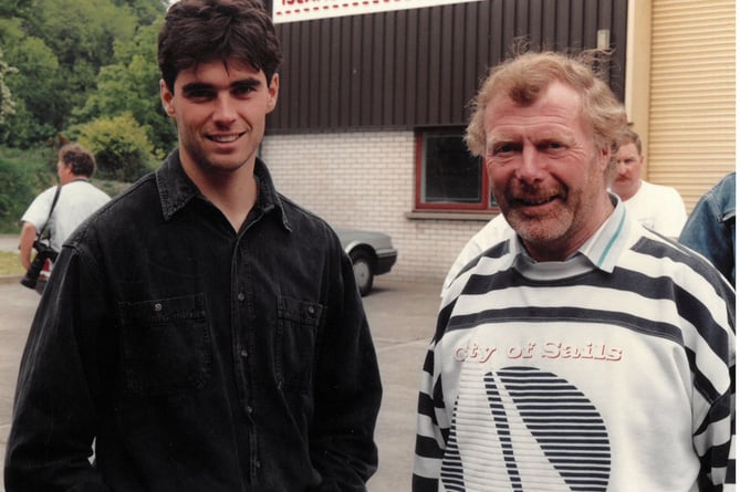 Andrew Stroud and sponsor, the late Des Collins 