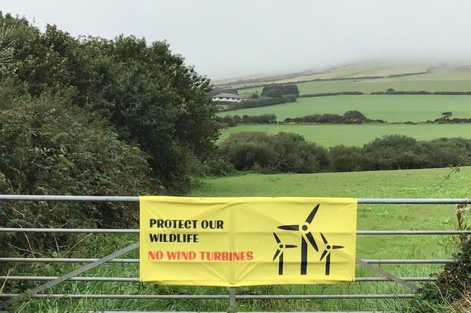 A 'no wind turbines' sign has been put up at Earystane
