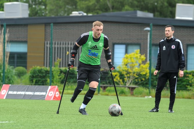 Sean Jackson in training with the England Amputee football team