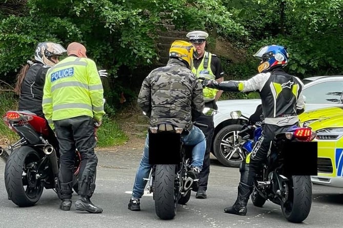 Isle of Man Police released this picture on Monday of three bikers who allegedly tested positive for drugs and were arrested