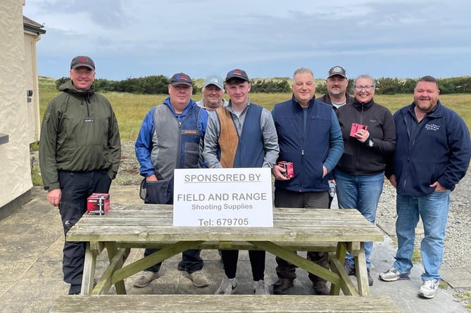 Competitors in the third round of the summer DTL league at Ayre Clay Target Club last weekend