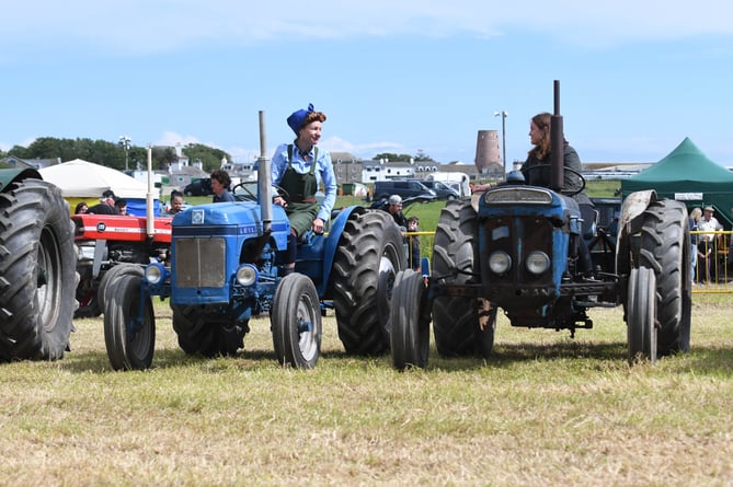 The Southern Vintage Engine and Tractor ClubÕs annual two-day vintage show - pictured is Annemarie Corrin, dressed as a wartime-era land girl, and Alisha Quinn