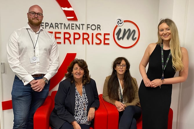 Henry Lord, PDMS, Senior Account Manager Mrs Ann Corlett MHK, political member for Digital Isle of Man at the Department of Enterprise Shelley Langan-Newton, SQR, CEO Rebecca Glassey, SQR, Product and Operations Manager