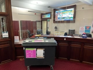 The scene after a bin was wheeled into Douglas Town Hall