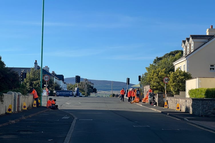 Marshals sat down at Castletown Corner on the Southern 100 course