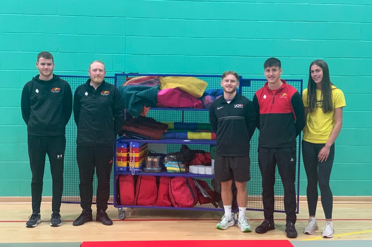 (L-r) Lucas Watterson - MSR student placement, Gareth Lloyd - disability and activities coordinator (children), Morgan Naylor - UCM Student, Daniel Smith - MSR Community Coach and Aimee Christian - UCM student 