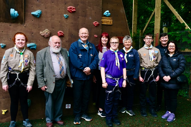 Lieutenant Governor Sir John Lorimer and Lady Lorimer visit the new climbing wall