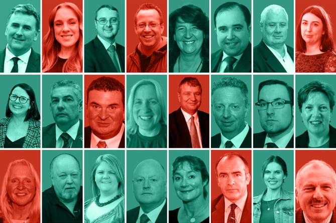 The 24 MHKs that had a vote on the Assisted Dying Bill on Tuesday. The green colour means they voted in favour, the red colour means they voted against. 