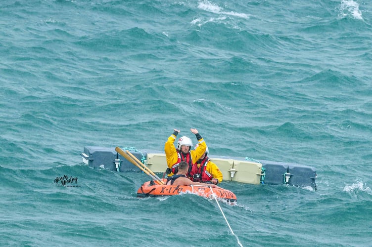 The rescue in Ramsey Bay on Monday afternoon