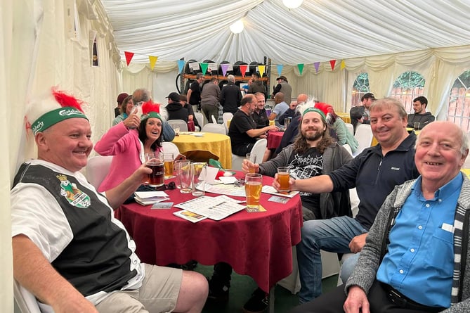 The crowds enjoyed the choice of beer on offer in the marquee at The Sulby Glen Hotel