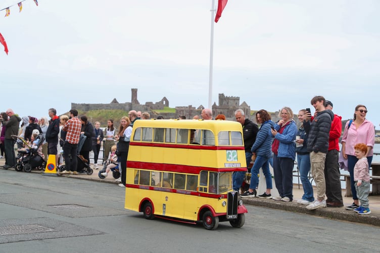 A replica mini Manx bus was a big hit with the crowds