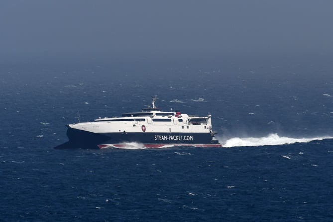 Manannan racing towards Douglas in choppy seas