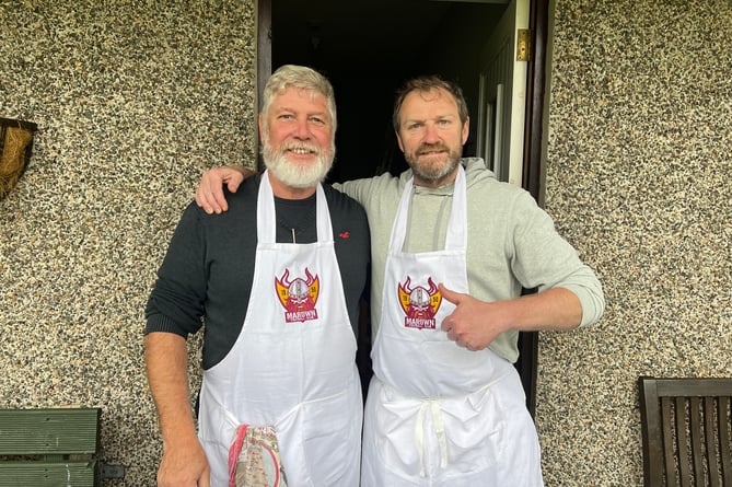 Juan Brain and David Brew were on BBQ duty with specially designed Marown aprons