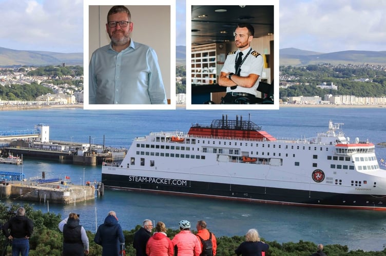 The Isle of Man Steam Packet Company has responded to growing concerns from island residents regarding the suitability of the new vessel, Manxman, following several cancelled sailings this week. (L-r - fleet operations manager James Royston and Manxman and Ben-my-Chree captain Tom Turner)