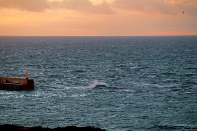 Peel's Frank and Brenda Winter lifeboat braving the rough seas for training on Wednesday evening