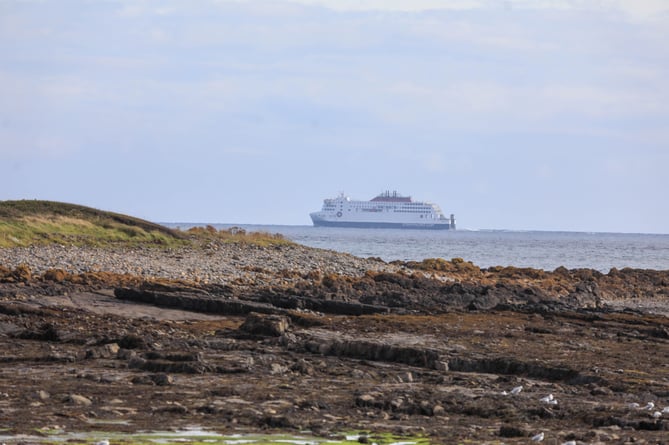 Manxman Celebration cruise passing Gansey Beach. 