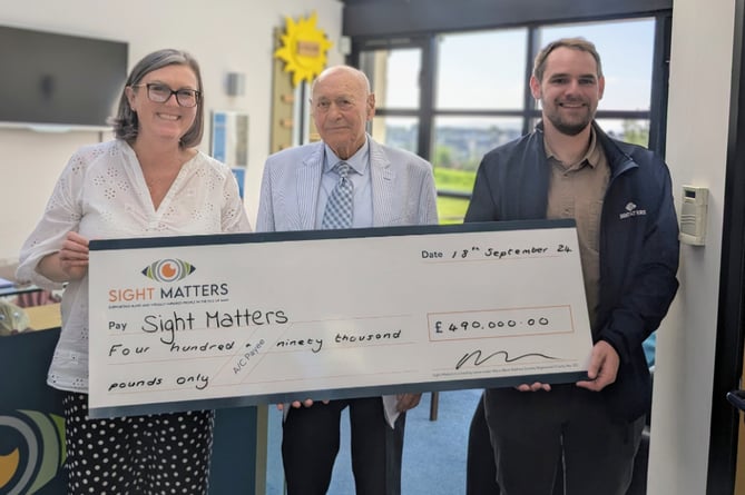 Cathryn Bradley and Peter Marshall from Sight Matters with Ivan Soulsbury (centre)