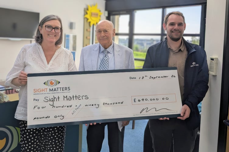 Cathryn Bradley and Peter Marshall from Sight Matters with Ivan Soulsbury (centre)