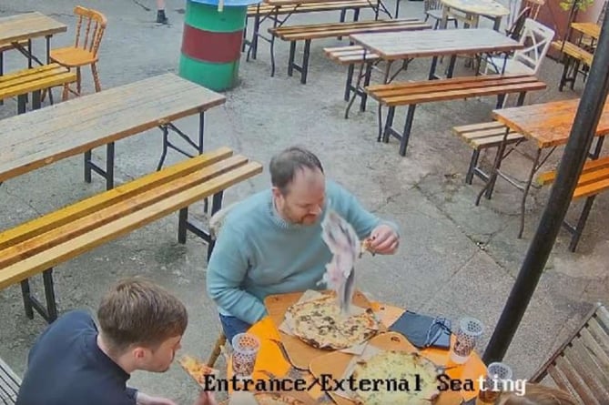 The moment a seagull dropped a fish onto a table at Black Dog Oven in Peel