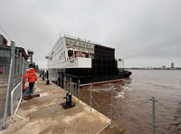 Steam Packet's Manxman undergoes berthing trials in Liverpool