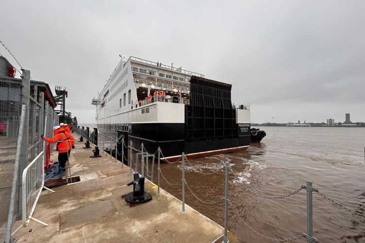 The Manxman making its first visit to the Isle of Man Ferry Terminal in Liverpool