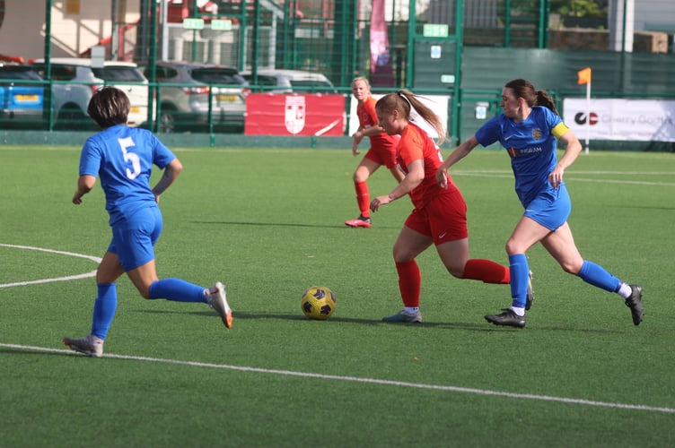 Erin Sells in action for the Isle of Man FA national women's football side (Photo: Paul Hatton)